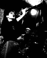 sharon playing clarinet (b&w)